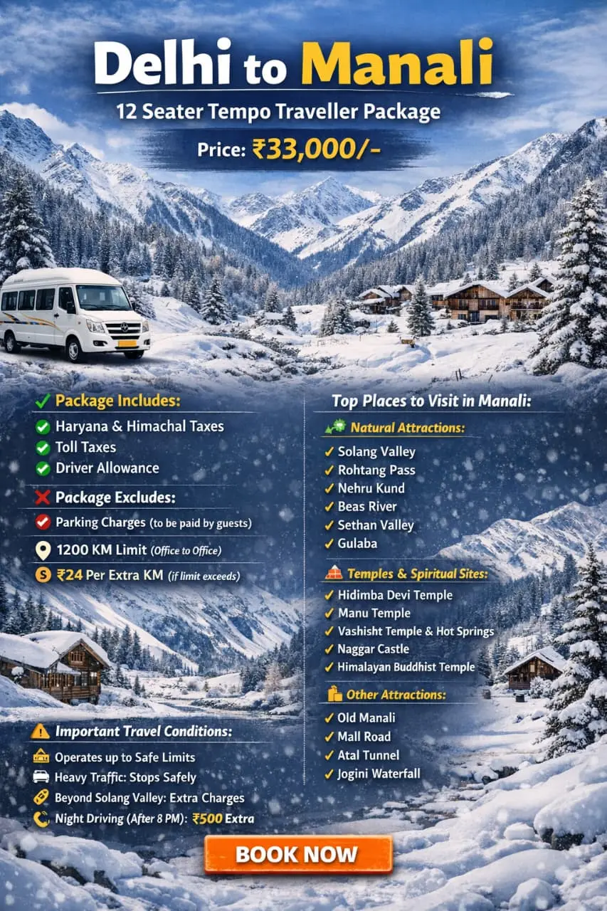 Delhi to Manali Tempo Traveller