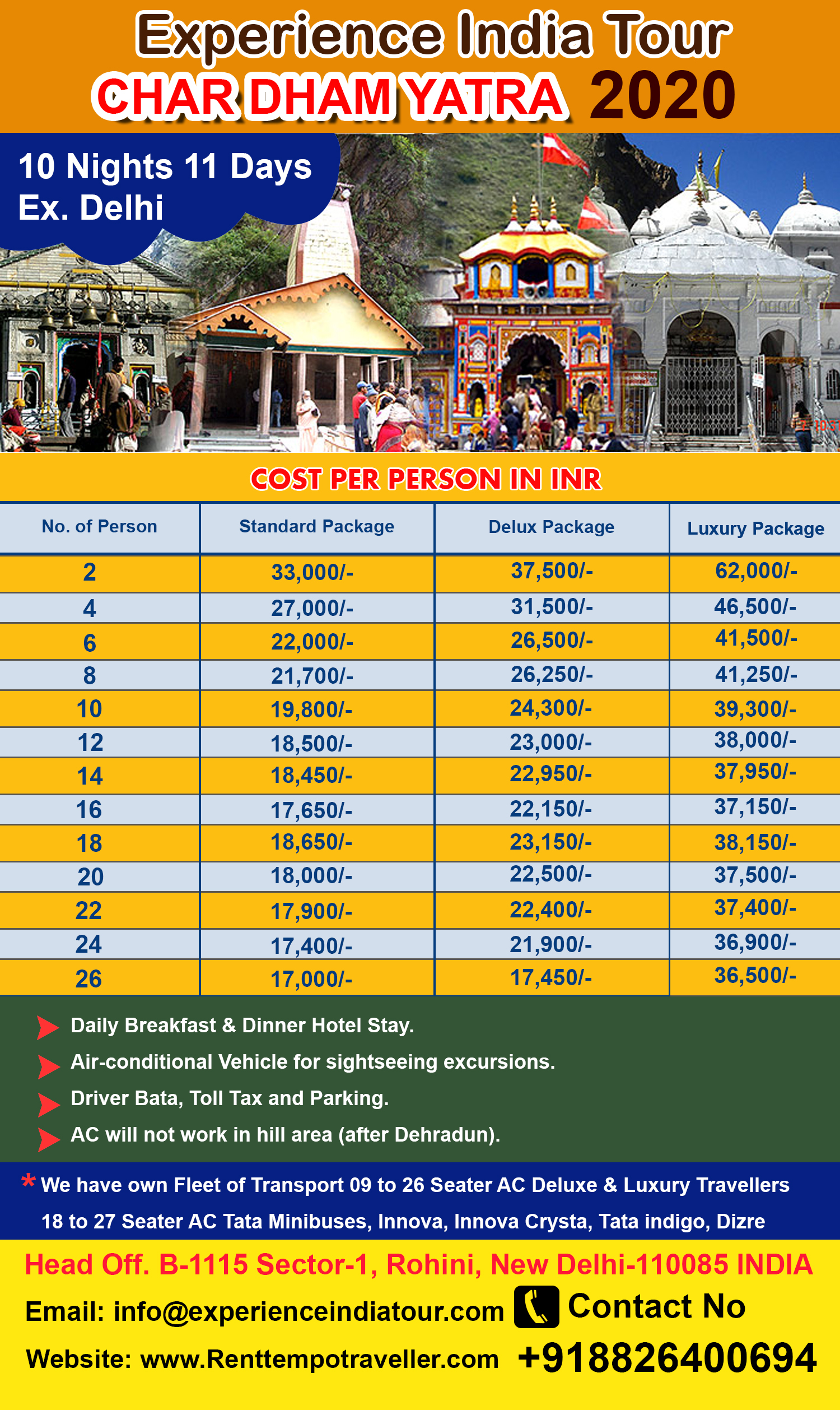 char dham yatra tour package cost